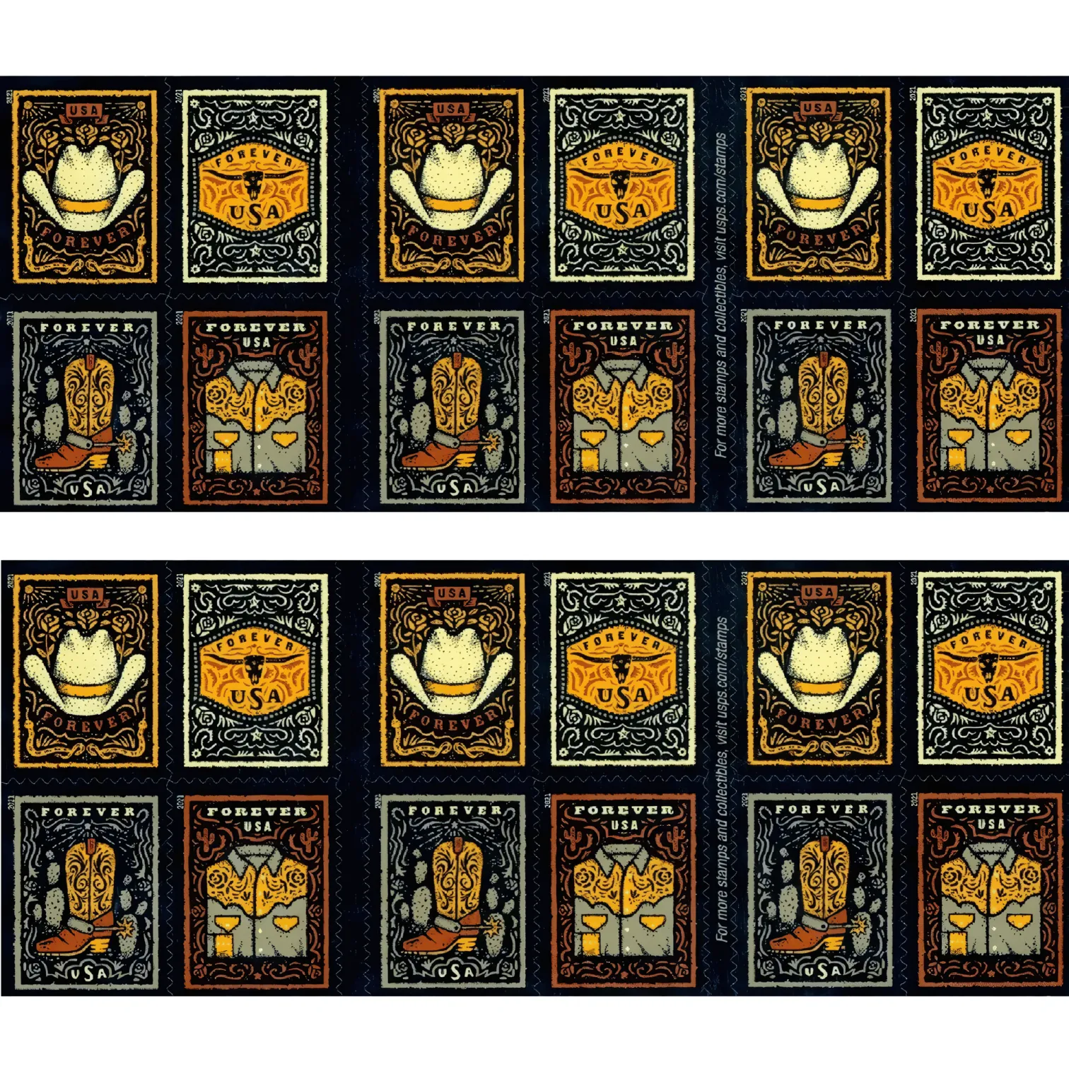 2021 Western Wear Stamps - Forever Stamps